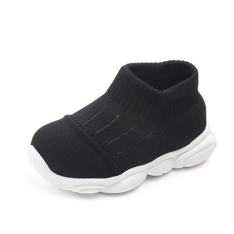 Baby Girls Boys Striped Mesh Sport Run Sneakers Casual Shoes Children's solid color breathable flying woven socks shoes