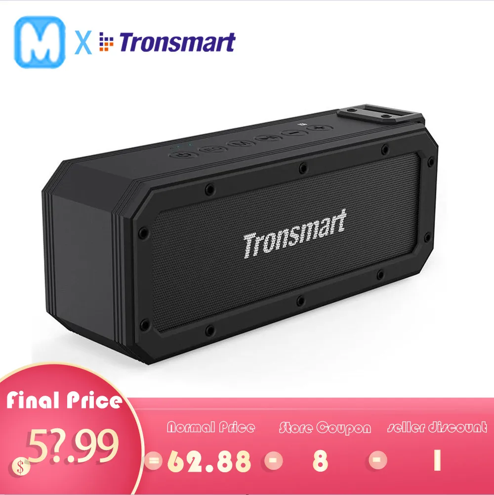 

Tronsmart Element Force+ Force plus Bluetooth Portable Speaker IPX7 Waterproof Speaker 40W 15H Playtime with Subwoofer,NFC