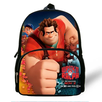 14inch Cute Cartoon Print Bag For Children Boys Girls Wreck-It Ralph breaks the internet Backpack For Baby Preschool Bags