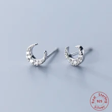 Мода серьга в форме Луны S925 стерлингового серебра Кристалл маленькие серьги для женщин простой дружбы девушки подарок ювелирные изделия