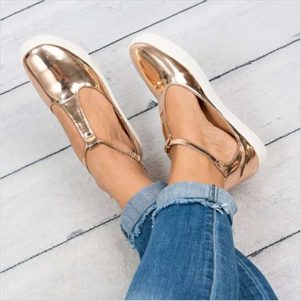 

Women's Sandals Shoes Flat Solid PU Casual Leather Sneakers Summer Comfortable Slip on size 35-43 Round head black Gold brown
