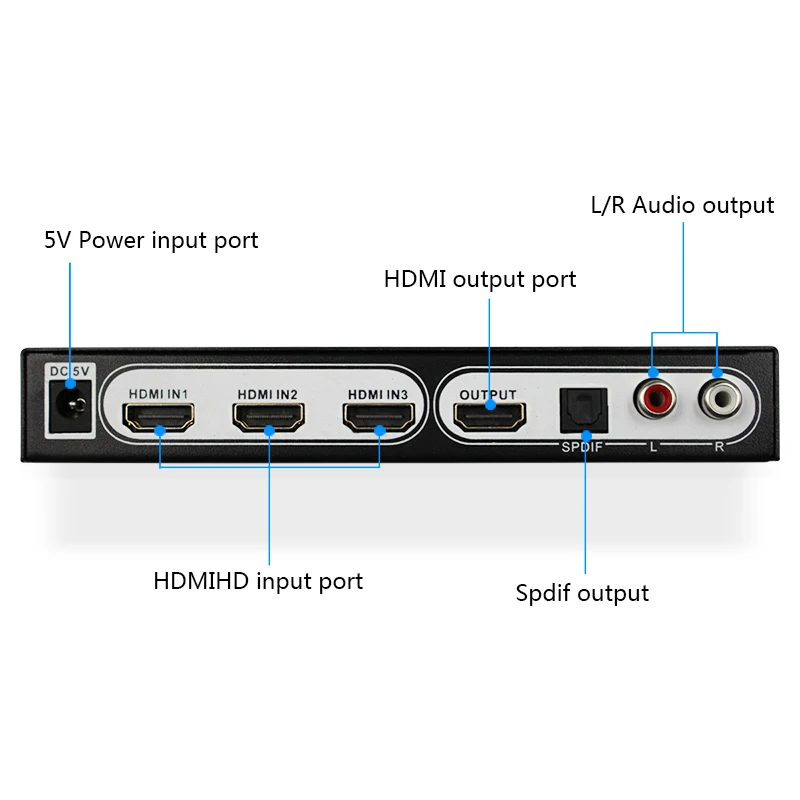 Wiistar стиль 3 порта Переключатель HDMI MHL аудио экстрактор SPDIF/RCA стерео выход выдает whith oltra HD ARC EDID sotting