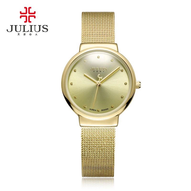 JULIUS JA-426L мужские и женские ультратонкие модные повседневные часы из нержавеющей