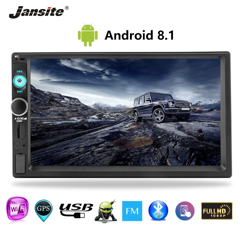 

Jansite 7" 2 din Car Radio Android 8.1 Touch Screen Player GPS Navigation Bluetooth Function radio Car Stereo with Backup camera