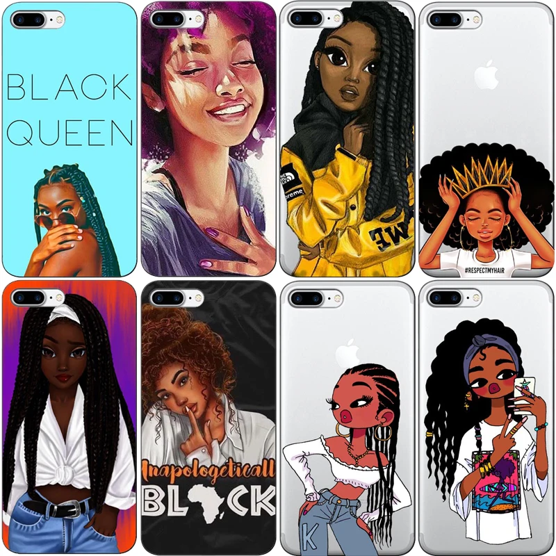 

Melanin Poppin Aba hard plastic Phone Case for iPhone X 6 7 8 plus 5 5s se 6s XR XS Max Fashion Black Girl Cover