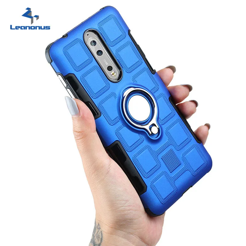 

Luxury PC Back Cover Case for Nokia 8 Nokia 2 Capa with Finger Ring Bracket Case for Nokia 8 Shockproof Protective Casing