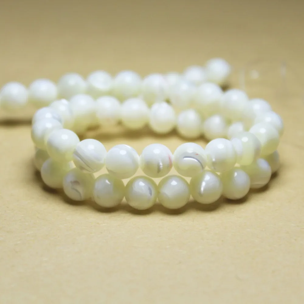 

Natural Round Trochus niloticus Top Shell Stone White Beads For Jewelry Making DIY Bracelet Necklace 4/6/8/10 mm Strand 15''