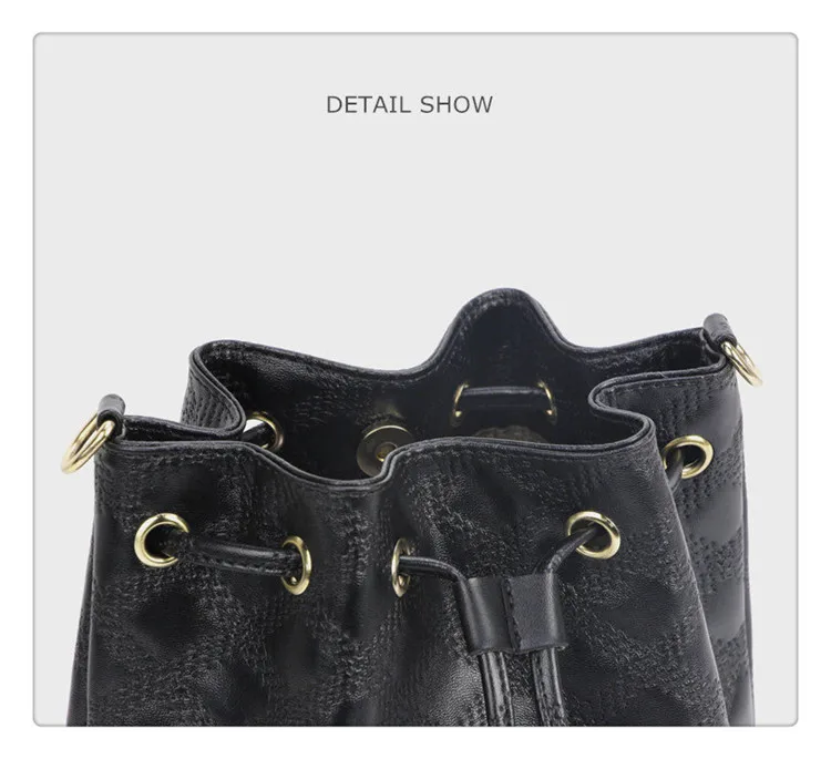 Micom Fashion Leather Drawstring Bucket Bag Women Vintage Tassel Messenger Ladies Handbags Crossbody Thread Shoulder Bags bao (15)