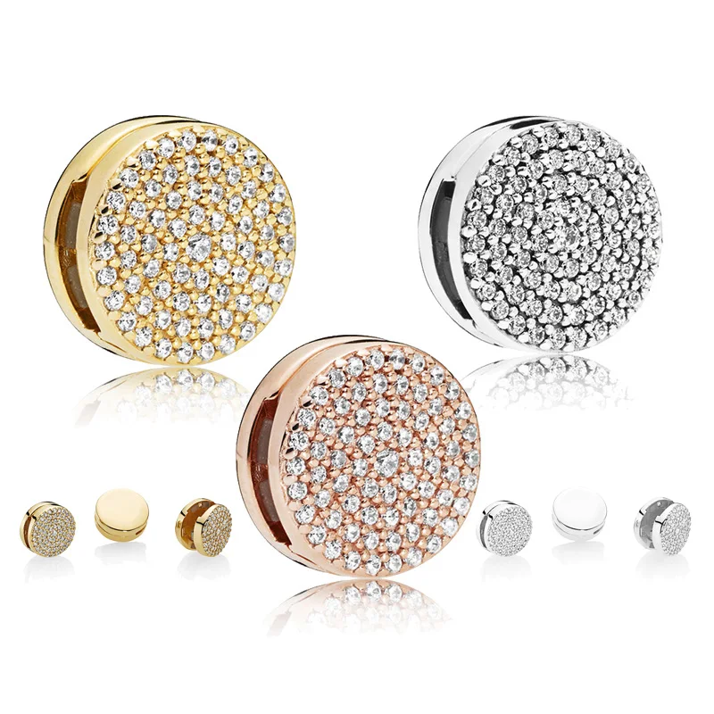 

925 Sterling Silver Beads Reflexion Logo Clip Beads for Jewelry Making fit Original Pandora Bracelets Women DIY Jewelry