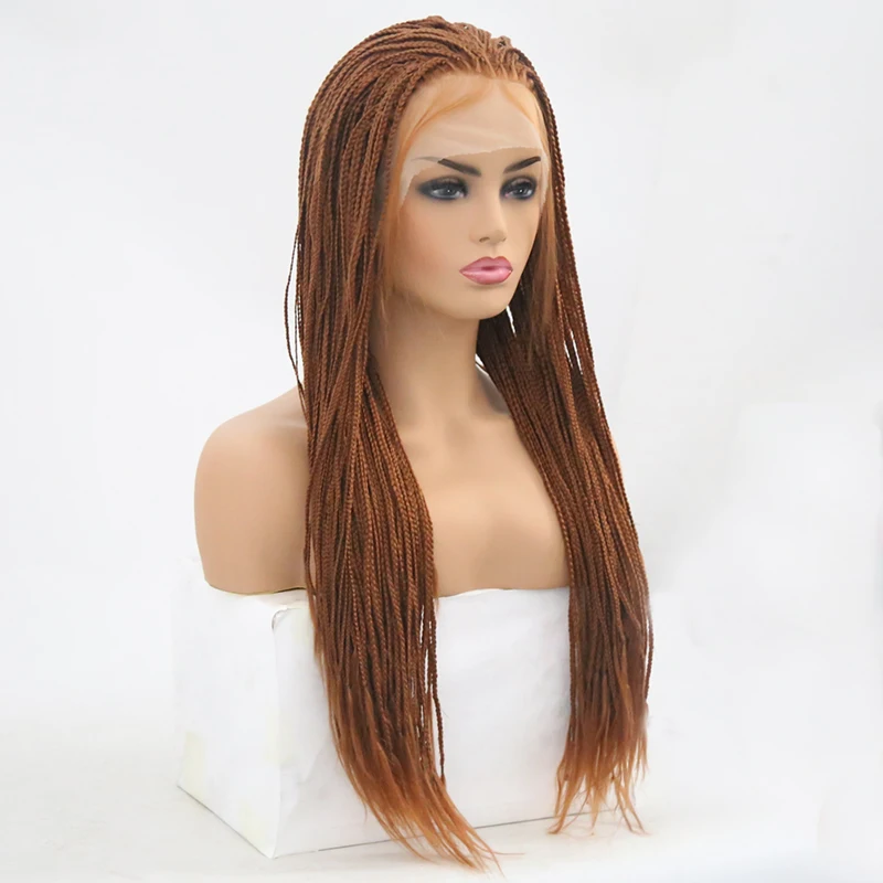 QQXCAIW Длинные Синтетические кружева спереди парик для женщин афроамериканские плетеные искусственные волосы косы парики