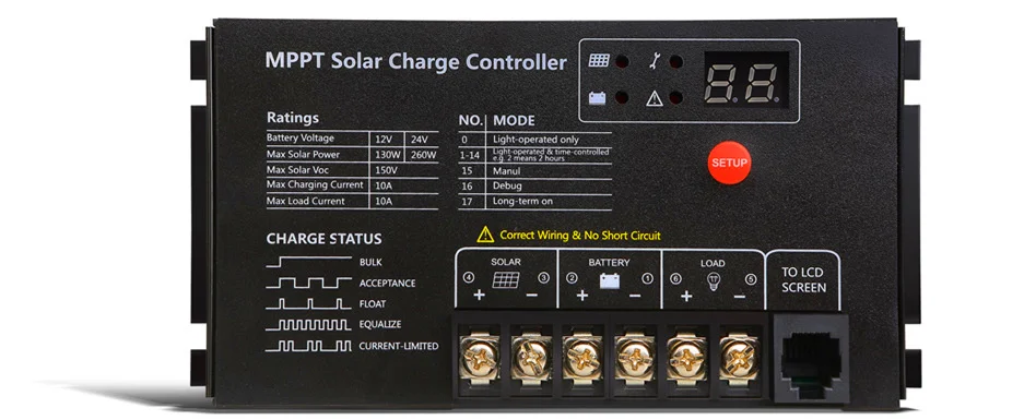 Немецкий качественный MPPT 10A Солнечный контроллер заряда солнечная панель регулятор заряда батареи светодиодный дисплей Солнечный контроллер 12 В/24 В Авто 10A mppt