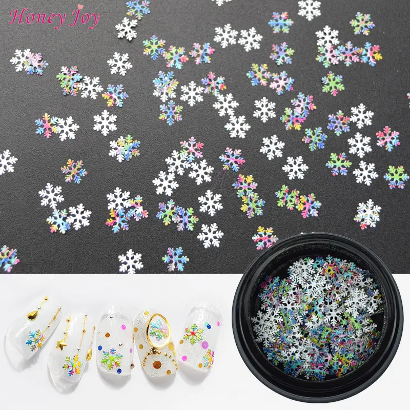 

1pc Rainbow Merry Christmas X'mas Gift Nail Flakes Glitter Snow Flakes Sequins Nail Art Stickers & Decals Decorations Decals