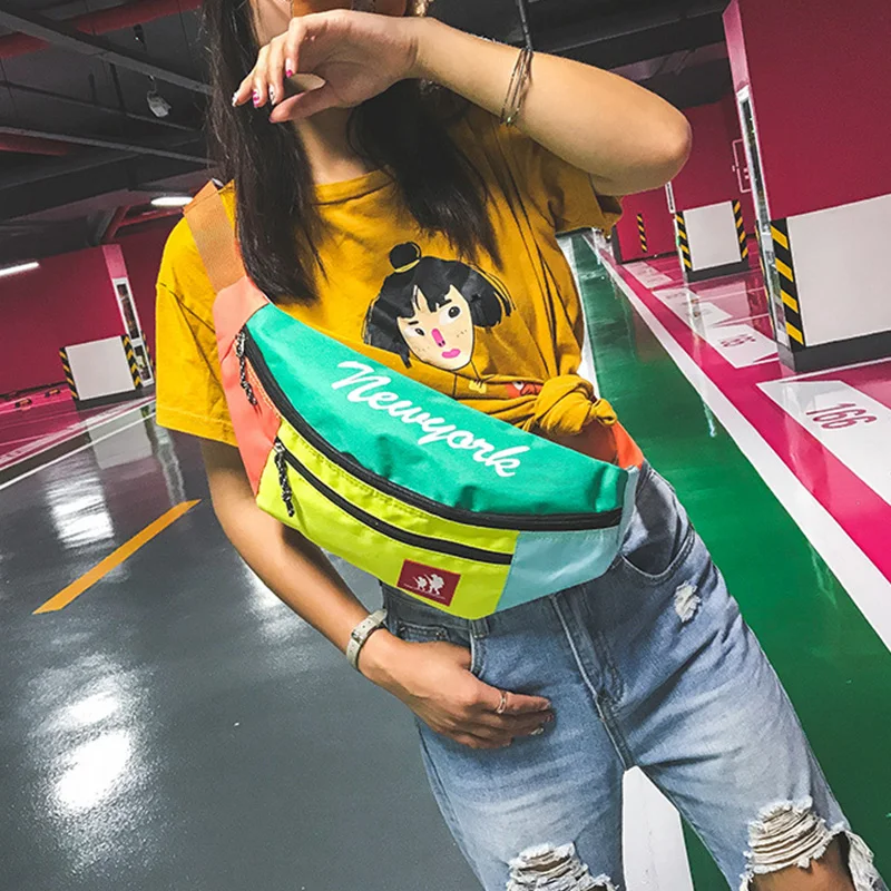 

Women's Waist Bag Male Fanny Pack Checkered Banana Bag High Capacity Men Chest Bags Streetwear Shoulder Bag Hip Hop Funny Pack