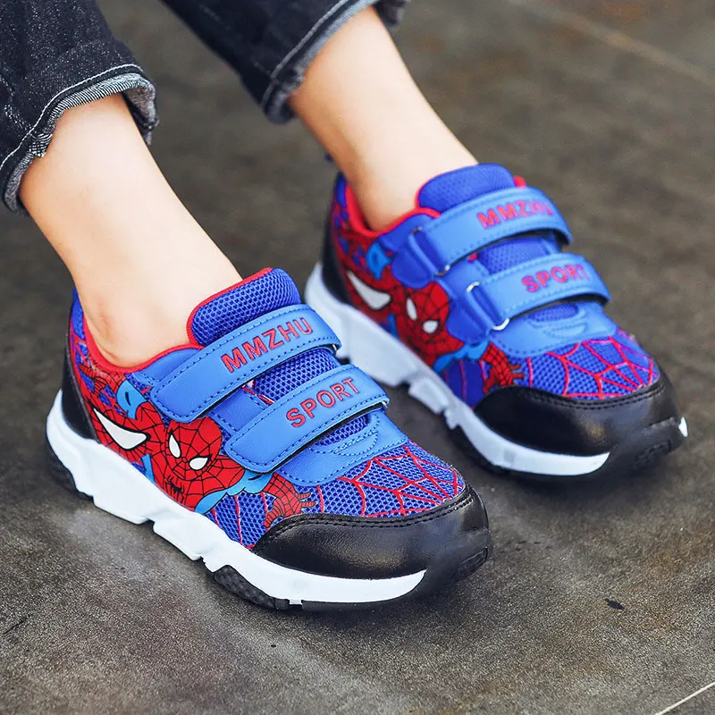 Children boys spiderman Sneakers ,Kids cartoon Sports Shoes boy PU Casual Boots Rubber Button sport shoes EUR 26-37