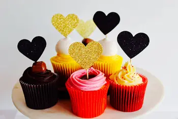 

glitter Heart cupcake toppers valentine's day wedding birthday party decoration doughnut toothpicks