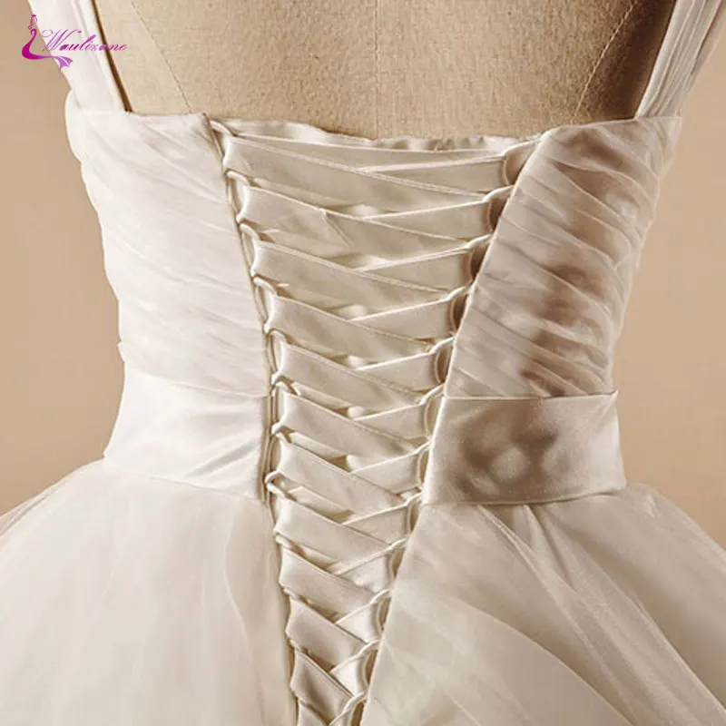 Waulizane складки с рюшами квадратный воротник бальное платье Свадебные платья длина до пола кружева бант пояса элегантные свадебные платья «Принцесса»