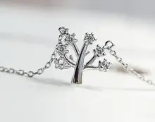 Plata de Ley 925 Wishing Tree Árbol de La Vida Colgante Collar de Cristal de la CZ Collares y Colgantes de La Joyería