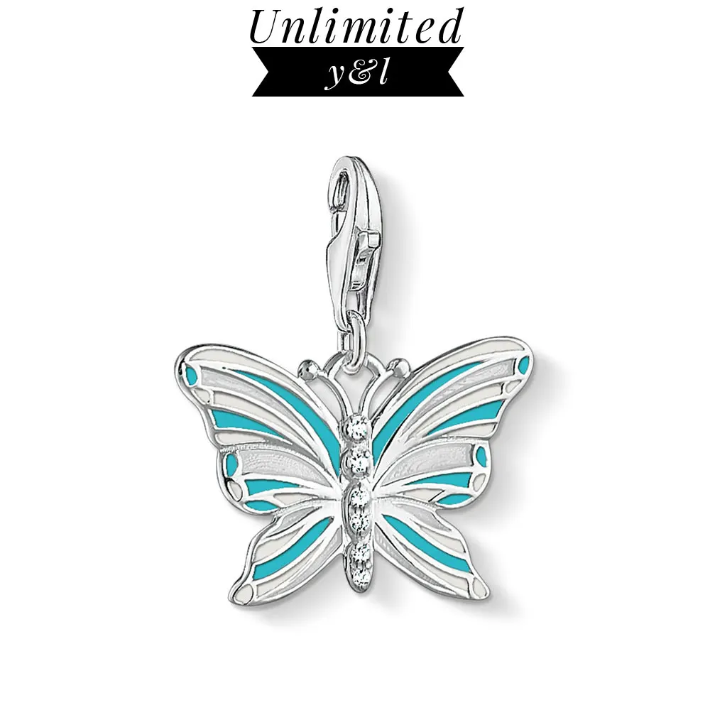 

Blue Green Butterfly Charms Pendants Cute 925 Sterling Silver Thomas Style Bracelet Necklace Jewelry Women Men 2019 New Arrivals
