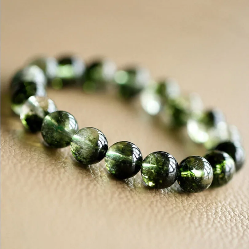 

6/8/10/12MM Natural Green Ghosts Bracelet Men Woman Quartz Bracelets Beads Prayer Natural Stone Crystals Yoga Bracelet for Women