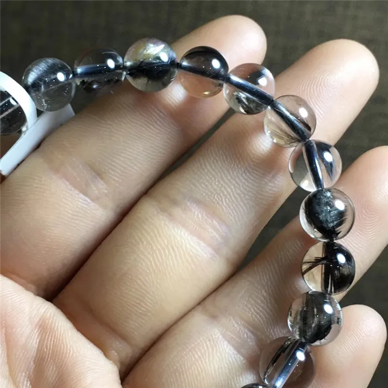 Natural Brookite Platinum Silver Rutilated Quartz Bracelet  (2)