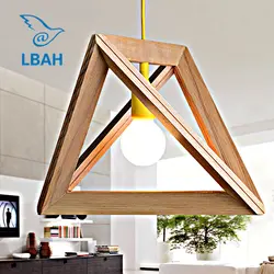 Геометрический моделирование древесины дуба лампа деревянная коробка Американский droplight Ресторан Кафе личности натурального дерева бар