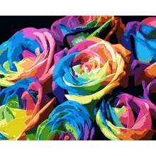 Безрамные Картины краска по номерам цифровая масляная живопись на холсте стены Искусство украшение дома ручная краска ed холст разноцветные розы