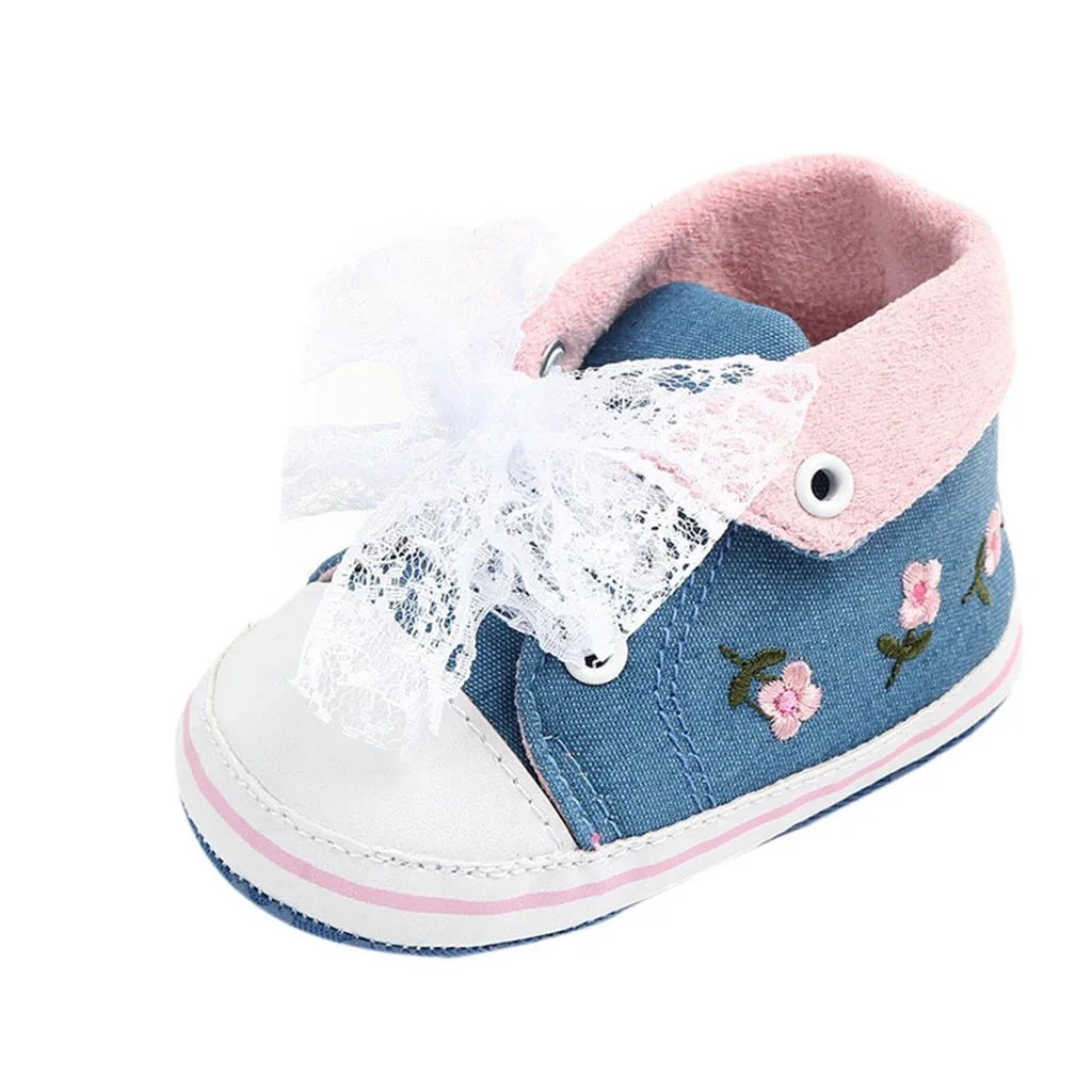 LONSANT детский пинетки для младенцев девочек цветок кружева подол Повседневная парусиновая обувь новорожденного первые ходунки мягкая