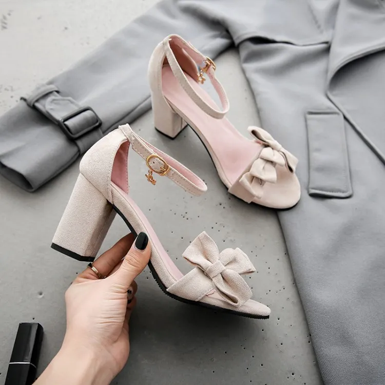 

Big Size 9 10 11 12 high heels sandals women shoes woman summer ladies Toe bow buckle