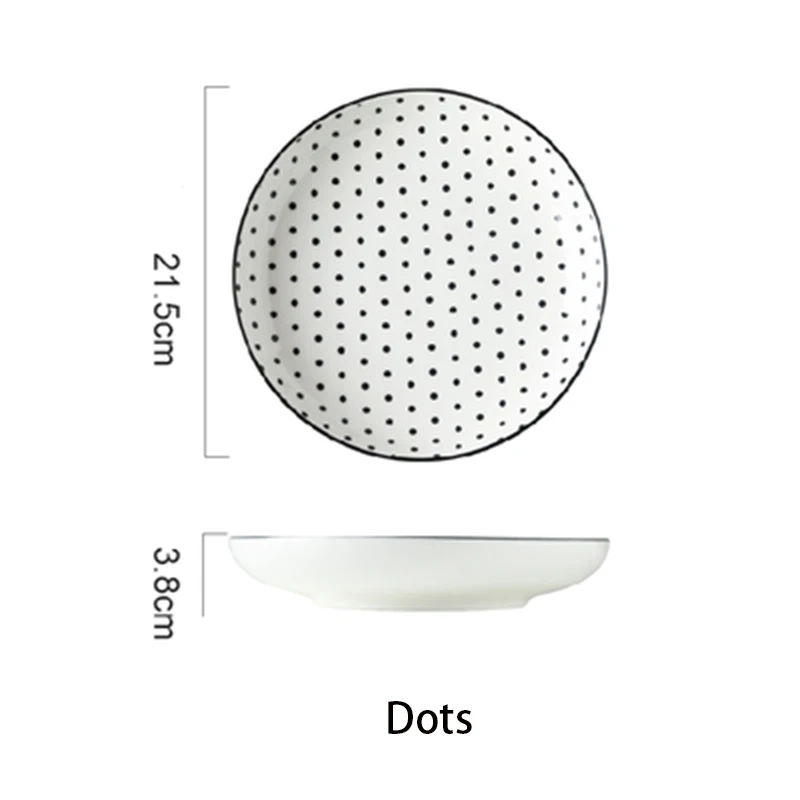 Креативные блюда в японском стиле, тарелки в полоску, тарелки для завтрака, керамические круговые блюда, рисовые суповые тарелки, блюда для пасты - Цвет: Dots