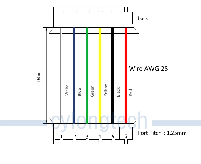 6-Булавки plug с проводами Кабели 150 мм 6 Булавки cable.6 Булавки 1.25mm-1.25mmf