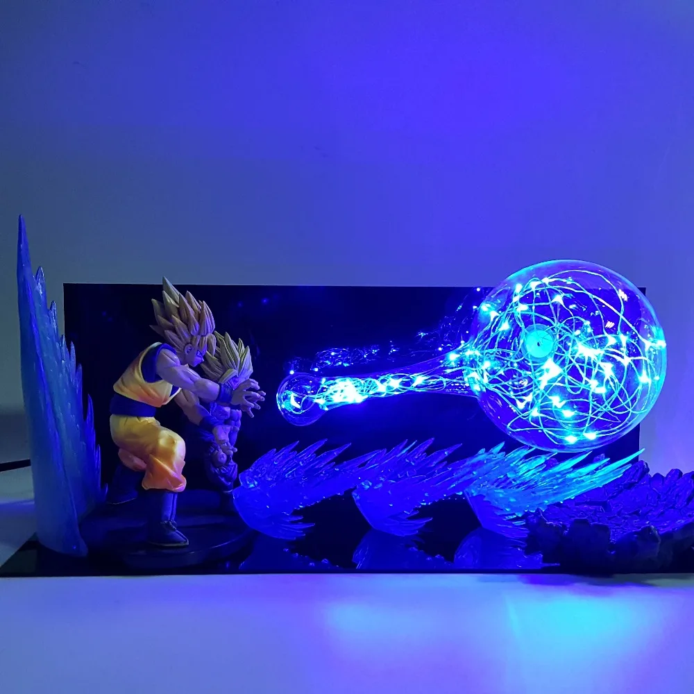 Dragon Ball Z Actiong Figures Goku Gohan Kamehameha Led Light Display Toys Dragon Ball Super Figurine Figuras Anime DBZ DIY205