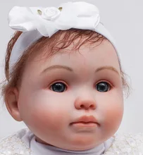 20 inch Christmas Gift Doll Lifelike Blue Eyes Reborn Baby Doll Girls Luxury Birthday Gift Set in White Princess Dress