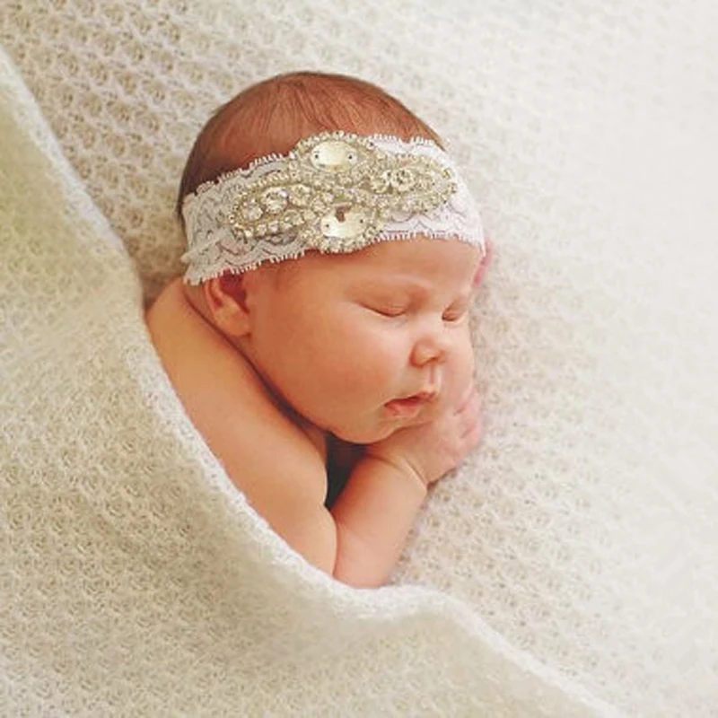 Kids Lace Rhinestone Headband for girl Hair kids Christening Headband