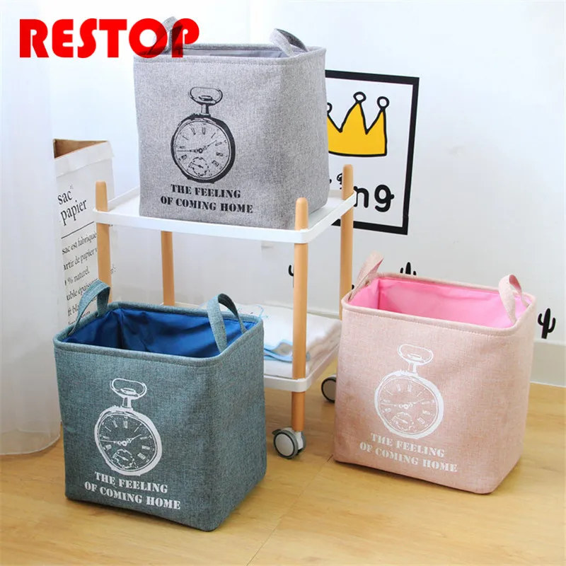 Hot Sales Square Concise Laundry Basket Cotton Solid Color Washing