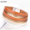 ALLYES-Pulseras de cuero Bohemias de Color degradado para mujer, 20 tiras, estilo bohemio, varias capas, ancho, joyería ► Foto 2/6