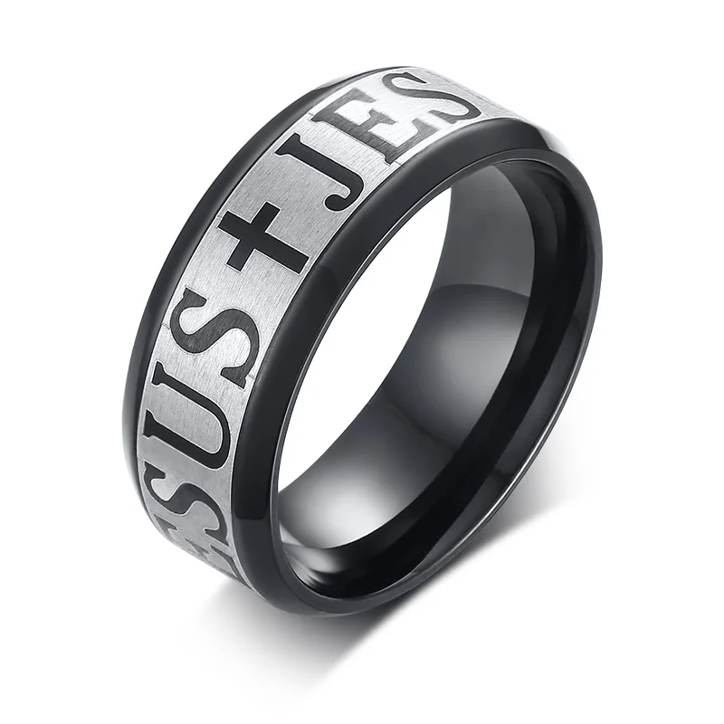 tallas M a X Acero Inoxidable 5 mm Negro y Plateado para Hombre Anillo De Bodas Anillo para mujer