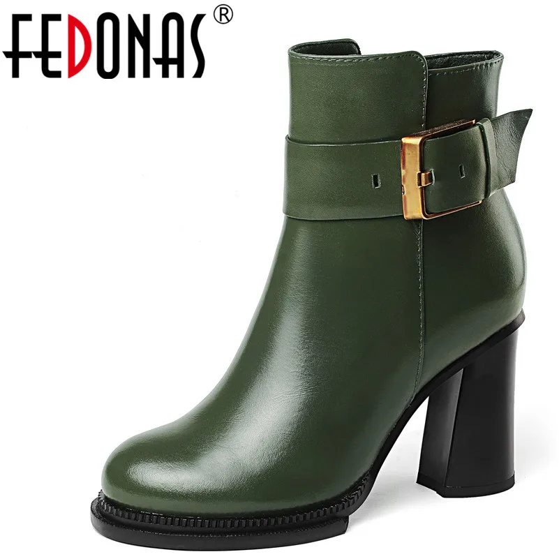 

FEDONAS 1Fashion Women Ankle Boots Autumn Winter Warm High Heels Shoes Genuine Leather Party Prom Sexy Dancing Shoes Woman Pumps