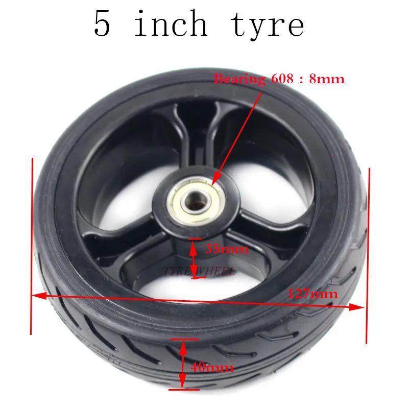 Инвалидная коляска 5 дюймов колеса шины твердые шины и сплав ступицы подходит для газа скутер электромобиль