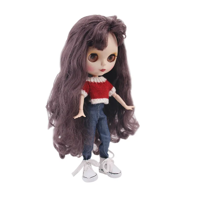 Blyth куклы-Барби Одежда для 15 видов стилей = свитер+ джинсы для BJD 30 см 1/6 Blyth Куклы Игрушки для девочек, поколение Рождественский подарок