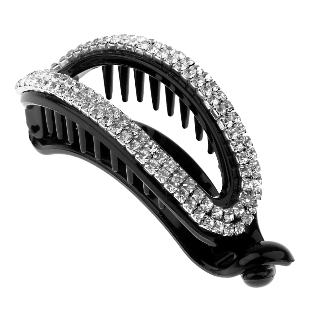 Fashion Women Lady Hollow Rhinestone Hair Banana Clip Ponytail Holder Clamp Hair Accessories