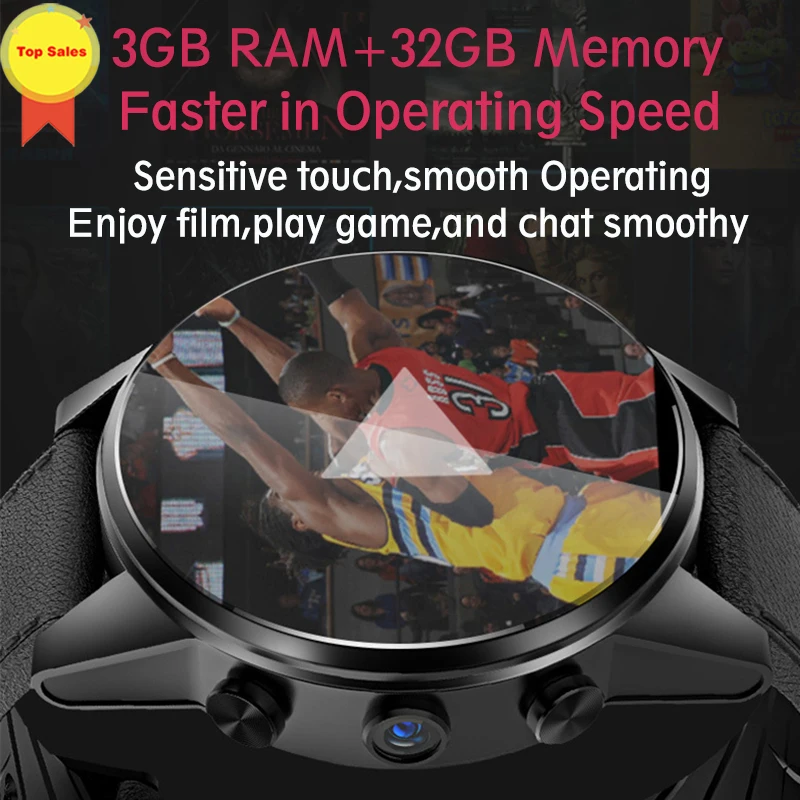 2019 Smart Watch Android 7.1 3GB+32GB IP67 waterproof WIFI GPS 2MP Camera 1.6 Inch IPS google map 4G Smartwatch Men PK kw98 Z28