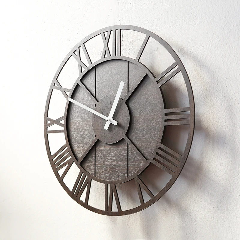 Сосны, МДФ старинные молчание часы круглые декоративные деревянные настенные часы гостиная, спальня настенный Декор