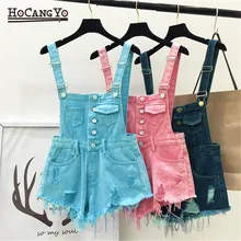 HCYO Women Playsuits Denim Overalls for Womens Short Rompers Casual Tracksuit Shorts Jumpsuits Female Cotton Jumpsuit Playsuit