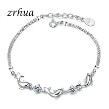 ZRHUA модный цветок Шарм Браслеты для женщин серебро 925 пробы австрийский браслет с кристаллами Свадебная вечеринка ювелирные изделия
