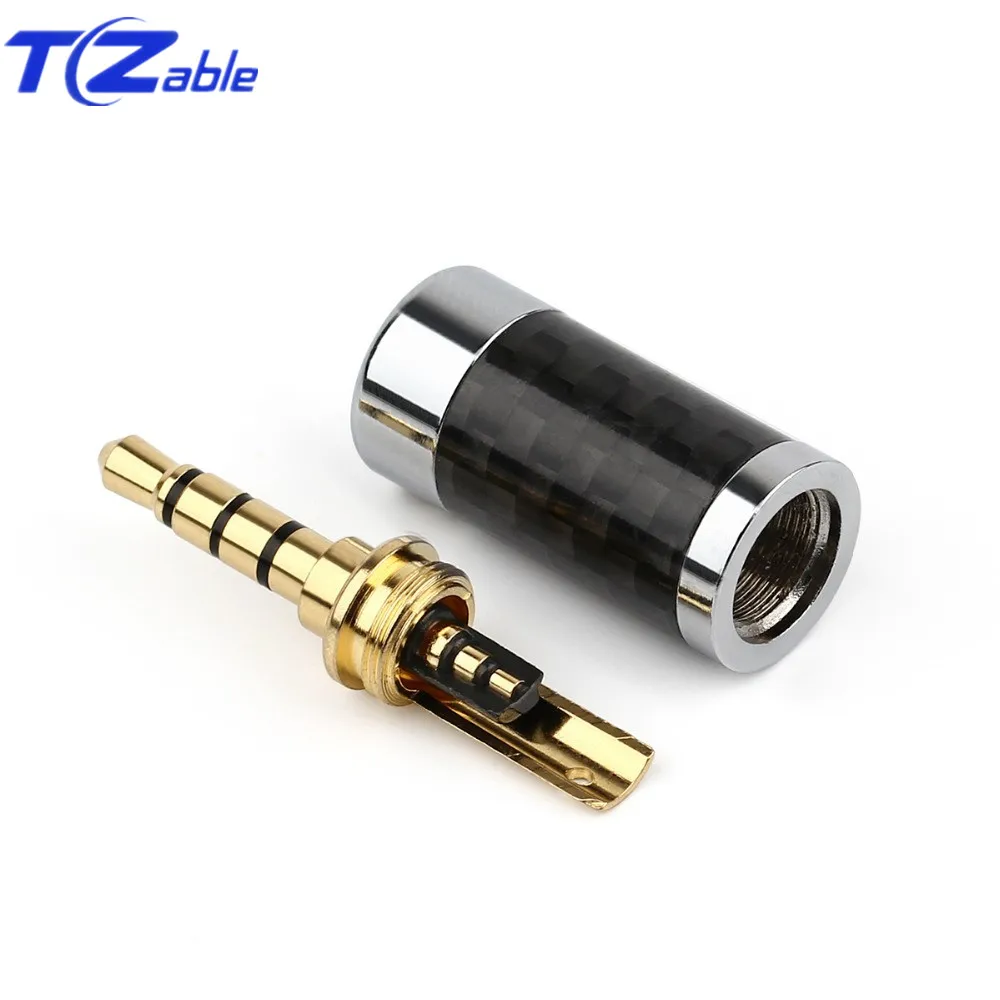 2 5mm 3 5mm Hifi Headphone Jack Solder 3 5 4 Poles Male Audio Plug Stereo Carbon Fiber Earphone Adapter Connector Balance Plug