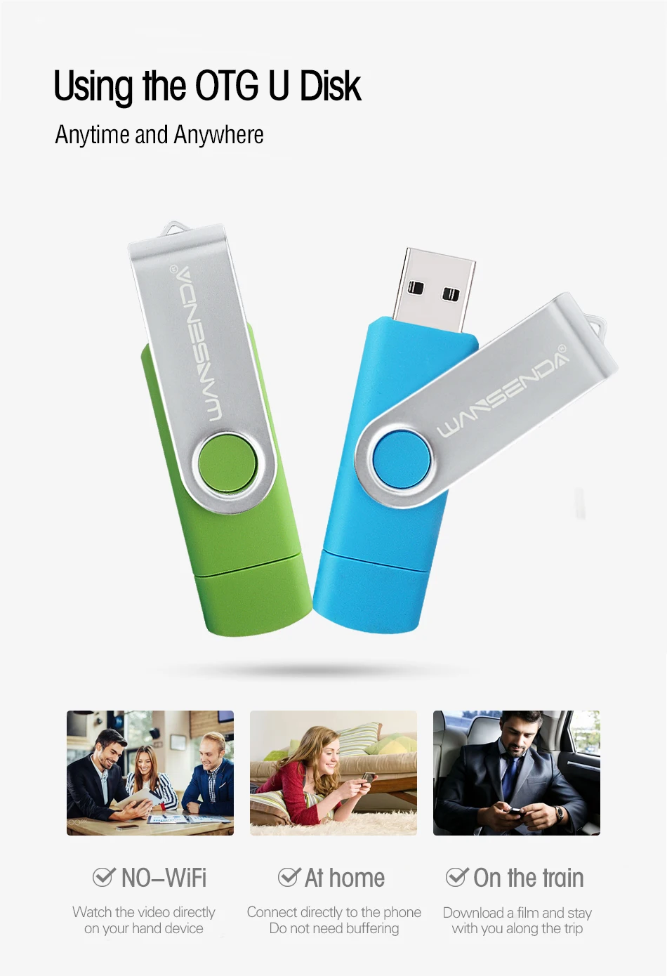 Wansenda USB 2,0 Смартфон Android OTG USB флеш-накопитель для Android/PC карта памяти 8 ГБ 16 ГБ 32 ГБ 64 Гб 128 ГБ 256 ГБ