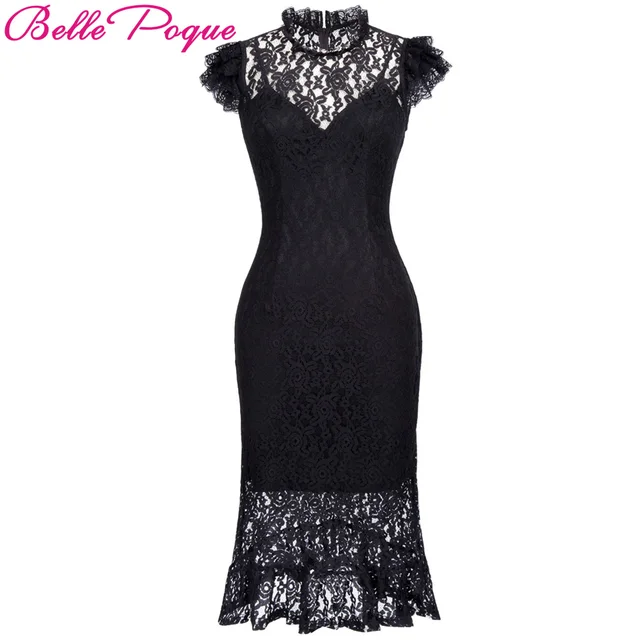 Bodycon Zomer Vrouwen Gothic Jurk Belle Poque Vintage Zwart Gewaad c54ARj3qSL