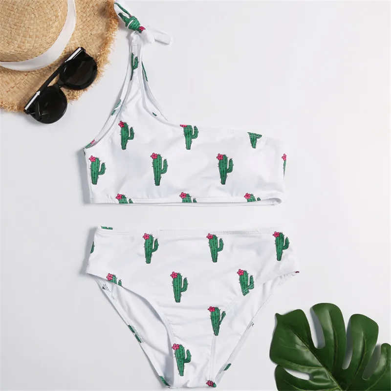 One shoulder bikini wimwear women push up swimsuit High Wasit Cactus Print micro 2019 bathing suit beach bathers Biquini |