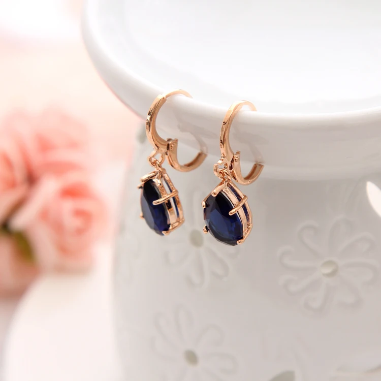 Женские серьги с фианитом ZOSHI маленькие подвески золотого цвета фианитом|earrings