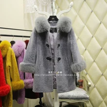 Sheepskin coat fox fur collar fur coat Girls long section of high-end custom Specials